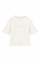 T-shirt per bambina Chloé Kids bianca con logo ricamato C20858 117 CHLOE' KIDS 
