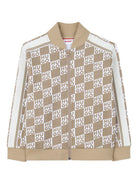 Felpa per bambino Hugo Kids beige con stampa logo all-over G01005 23B Hugo KIDS 