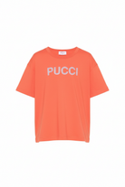 T-shirt per bambina Emilio Pucci Junior arancione con logo con borchie PY8B31 Z3672 472 EMILIO PUCCI JUNIOR 