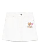 Minigonna denim per bambina Moschino Kids bianco con passanti HAJ03MLOA14 10063 MOSCHINO KIDS 