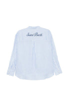 Camicia da donna MC2 Saint Barth azzurro con motivo a righe verticali CYS0001 07571L MC2 ST. BARTH 