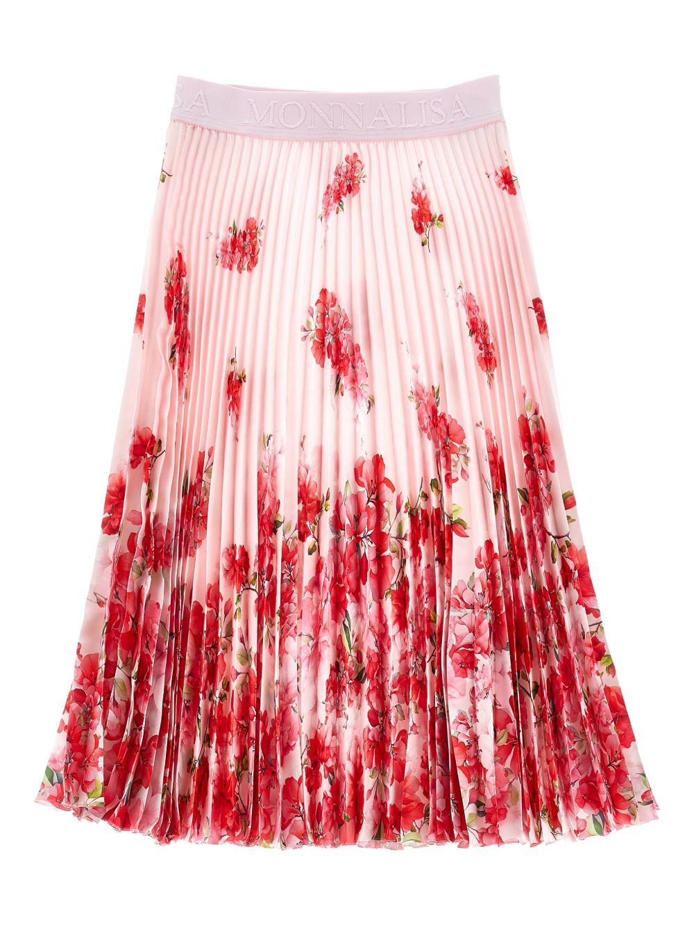 Gonna per bambina Monnalisa rosa con stampa a fiori 71G705 7788 8444 MONNALISA KIDS 