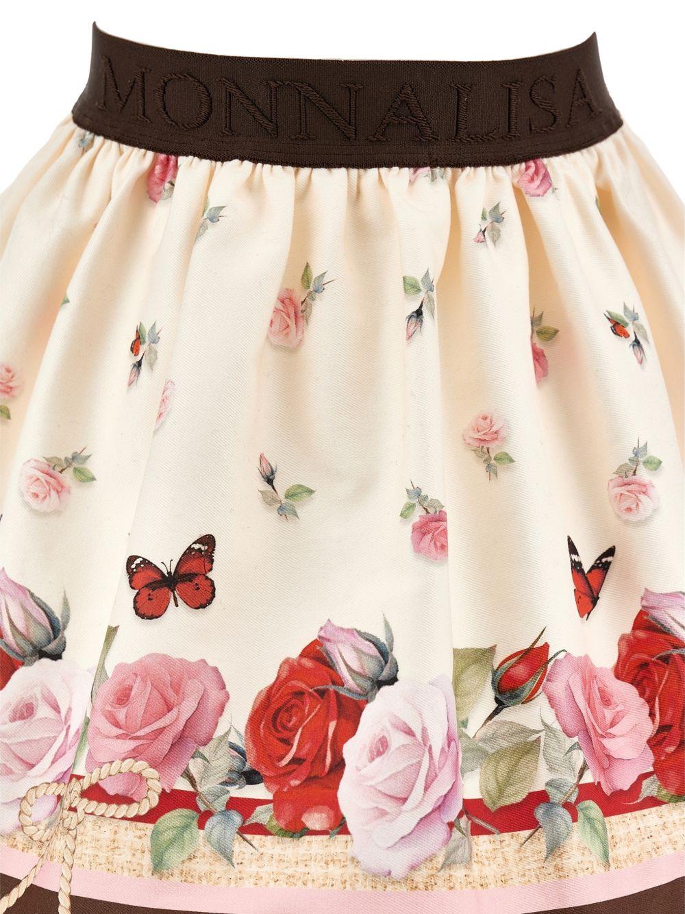Gonna per bambina Monnalisa Kids beige con stampa fiori all-over 11H701 8620 0684 MONNALISA KIDS 