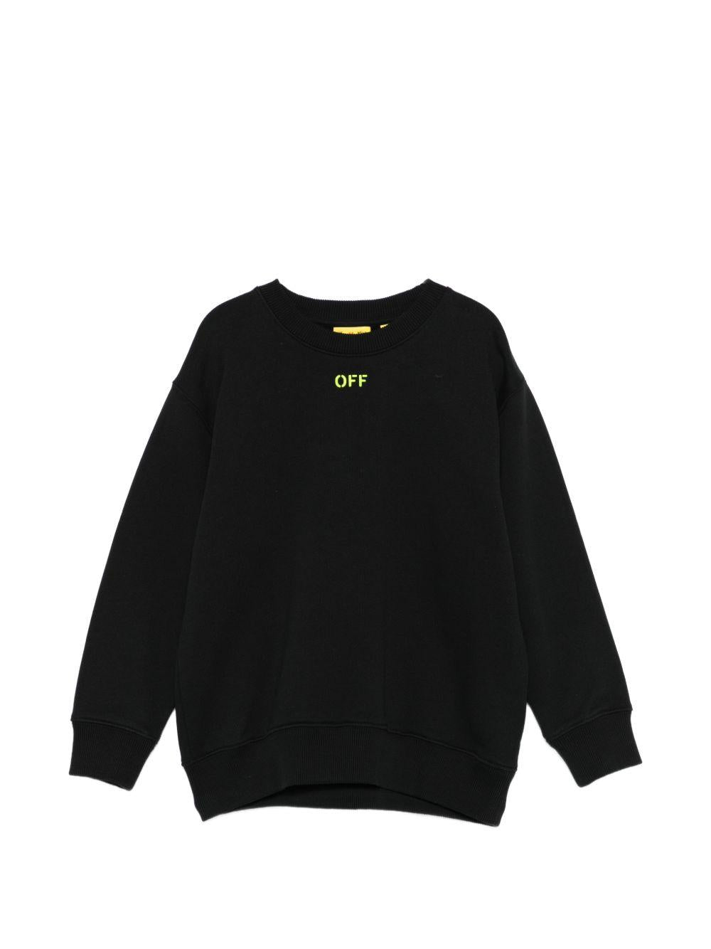 Felpa per bambino Off-White Kids nera con stampa logo 44BBA001S26F003 001 OFF WHITE KIDS 