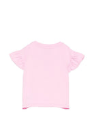 T-shirt per neonata Moschino Kids rosa con ricamo Teddy Bear MDM03RLBA00 51473 MOSCHINO KIDS 
