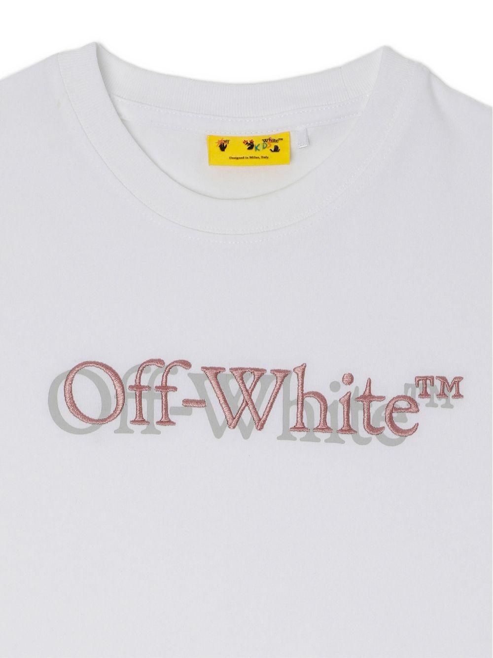 T-shirt per bambina Off-White Kids bianca con logo sul davanti 44GAA001S26J001 100 OFF WHITE KIDS 