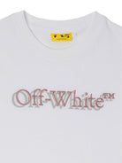 T-shirt per bambina Off-White Kids bianca con logo sul davanti 44GAA001S26J001 100 OFF WHITE KIDS 
