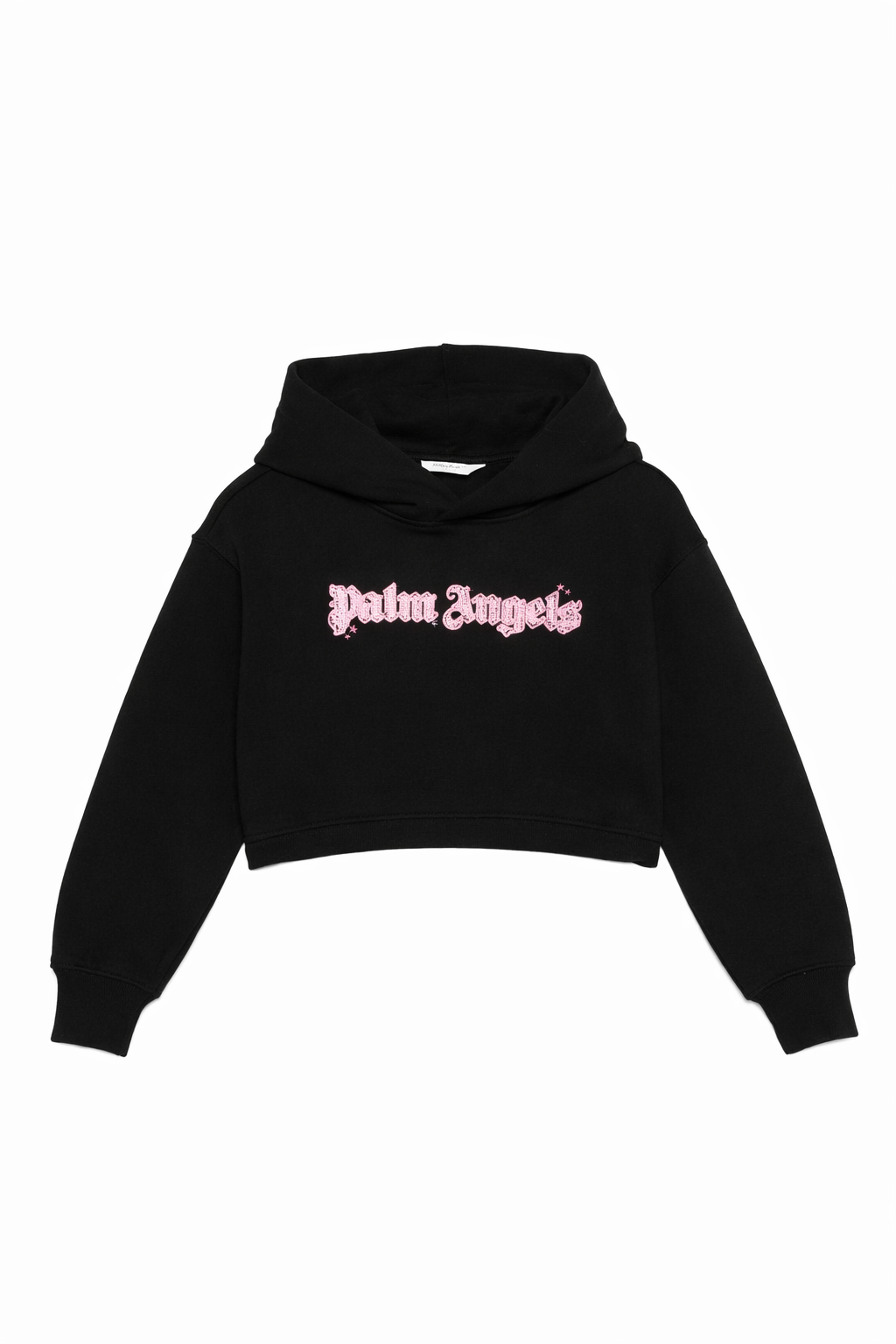 Felpa per bambina Palm Angels Kids nero con cappuccio decorato<BR/> PGBB006S26FLE001 110 PALM ANGELS KIDS 
