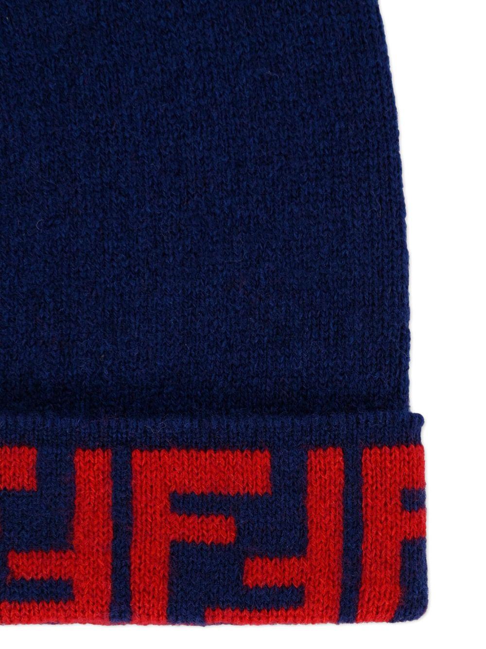 Berretto per bambino Fendi Kids blu con logo JUP063 AO29 F08B9 FENDI KIDS 