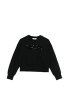 Felpa per bambina MSGM Kids nera con applicazione logo S6MSJGSW088 110 MSGM KIDS 