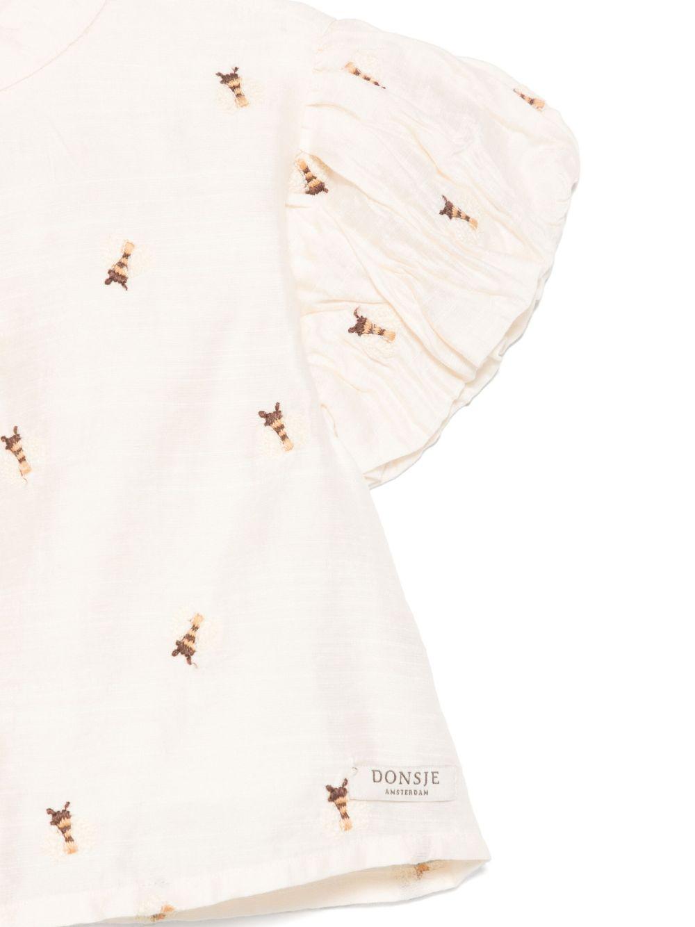 Camicia per neonata Donsje Ezrah beige con ricamo all-over 4095402NB 00003 DONSJE KIDS 