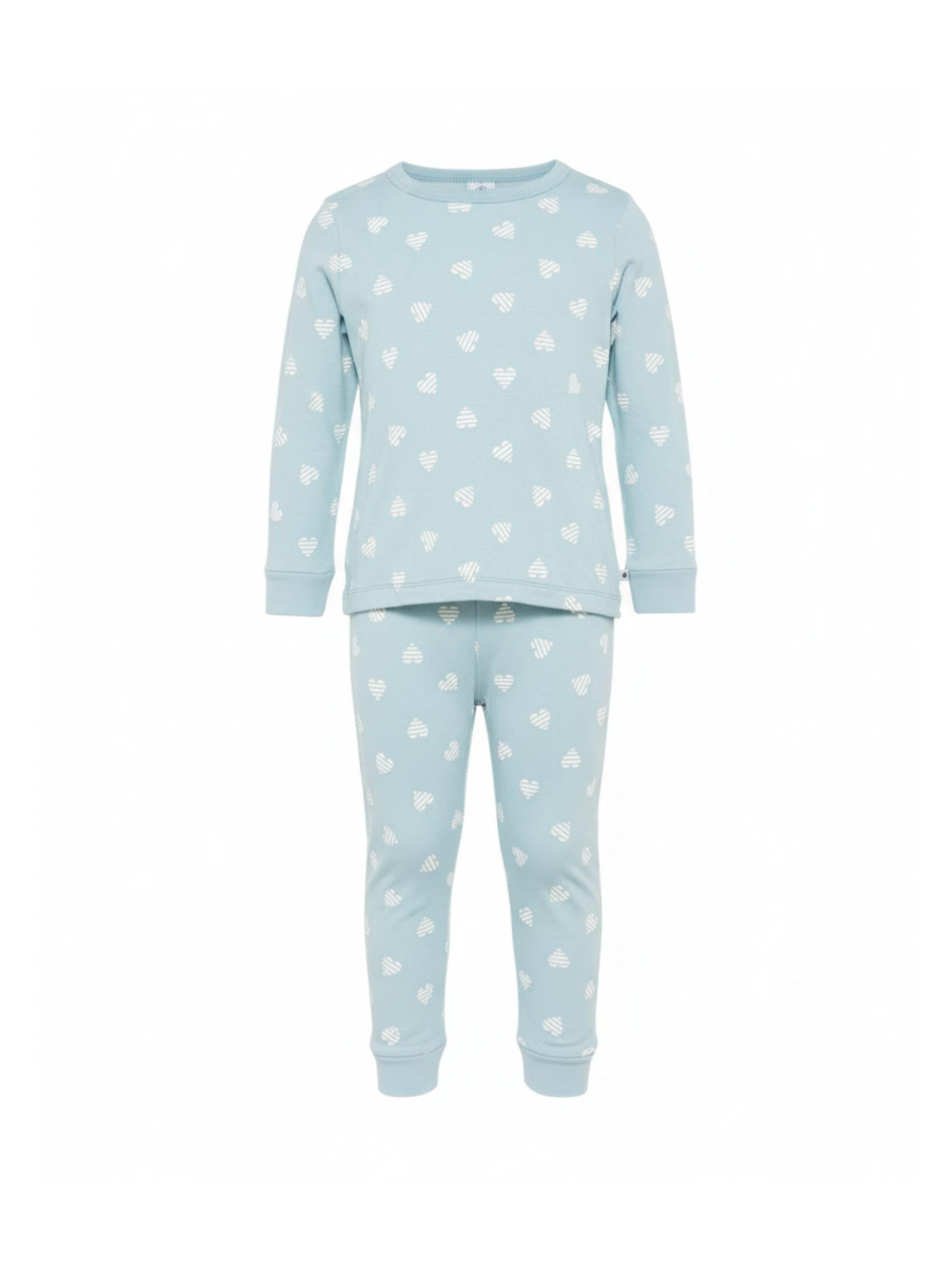 Pigiama per bambini Petit Bateau azzurro con stampa a cuori A0FYD 01 PETIT BATEAU 