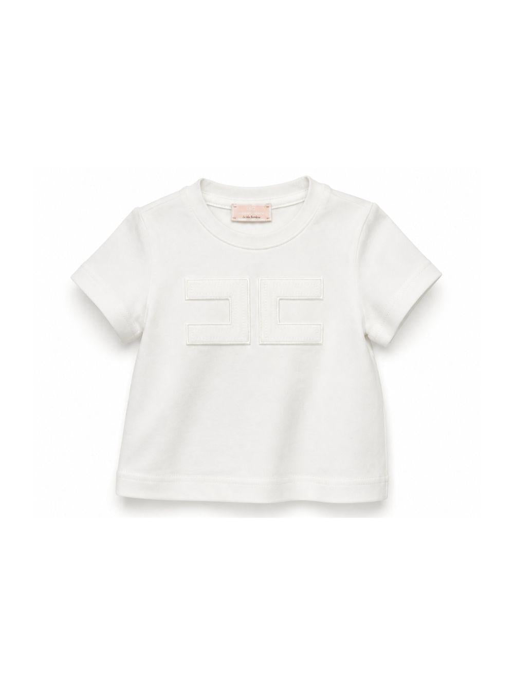 T-shirt per neonata Elisabetta Franchi La Mia Bambina bianca con dettaglio logo EGTS1100JE006 0195 ElISABETTA FRANCHI KIDS 