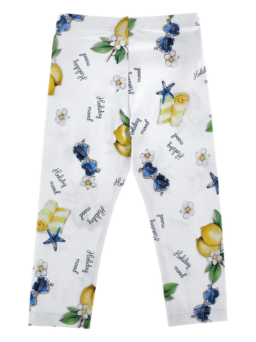Leggings per bambina Monnalisa bianco con stampa limoni 19G421NP 7752 0099 MONNALISA KIDS 