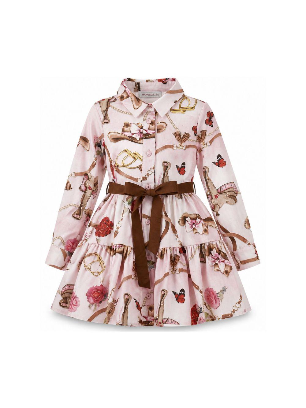 Abito per bambina Monnalisa Kids rosa con stampa grafica all-over 11H912 8622 094F MONNALISA KIDS 