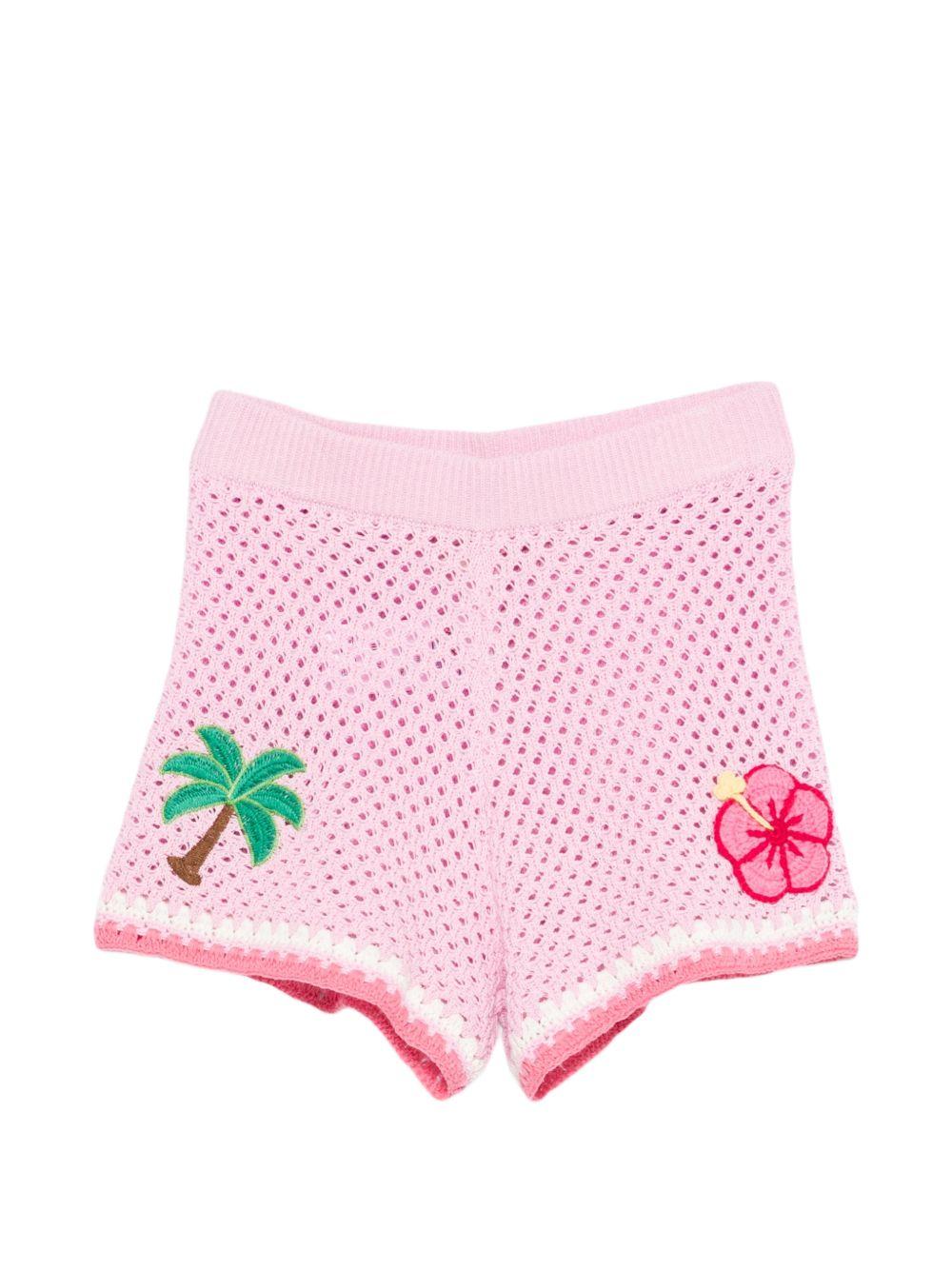 Shorts per bambina MC2 Saint Barth Kids rosa con ricamo floreale YVT0002 03562L MC2 ST. BARTH KIDS 