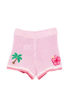 Shorts per bambina MC2 Saint Barth Kids rosa con ricamo floreale YVT0002 03562L MC2 ST. BARTH KIDS 