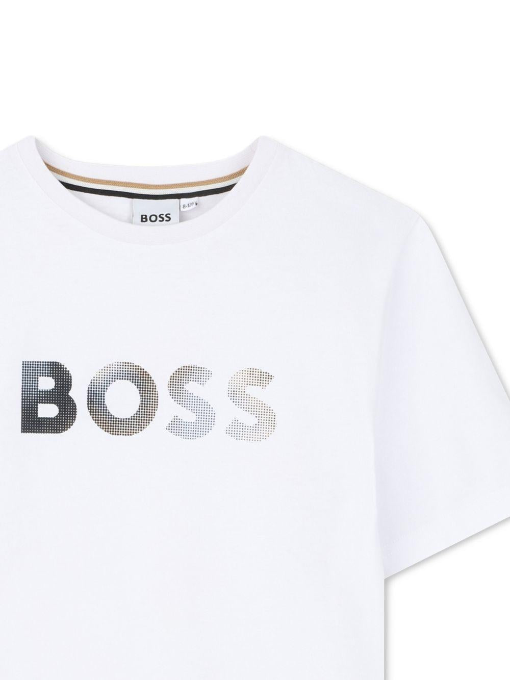 T-shirt per bambino Boss Kids bianco con stampa grafica J52983 10P BOSS KIDS 