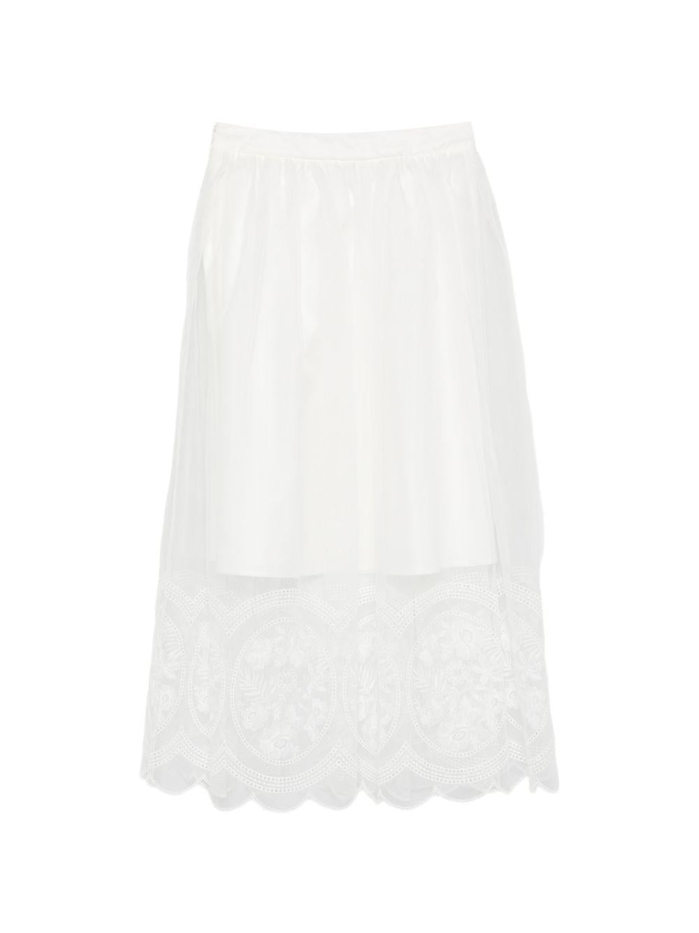 Gonna per bambina Elie Saab Junior bianca con dettagli ricamati EFGO038MXTS1110 CRM ElIE SAAB KIDS 