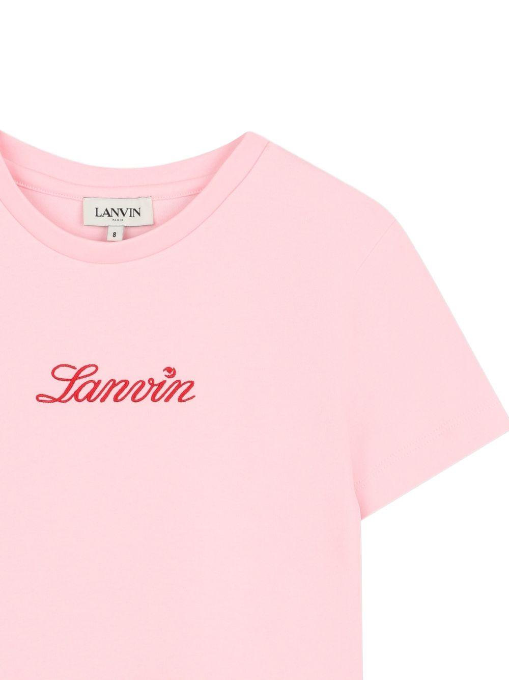 T-shirt per bambina Lanvin Enfant rosa con dettaglio logo N30331 44F LANVIN KIDS 