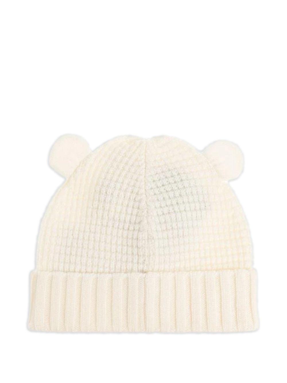 Berretto per neonati Moncler Kids bianco con applicazione orecchie L29513B00005M1131 040 MONCLER KIDS 