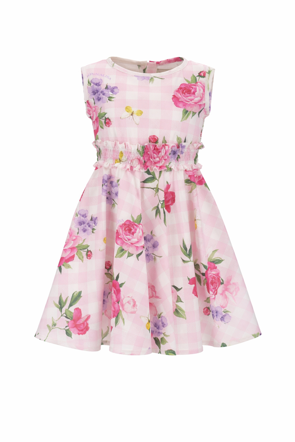 Abito per bambina Monnalisa bianco e rosa con motivo a quadretti 11G908 7621 0090 MONNALISA KIDS 