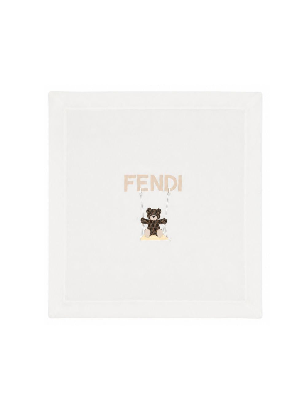 Coperta per neonati Fendi Kids bianca con motivo orsetto BUJ339 ST8 F0TU9 FENDI KIDS 