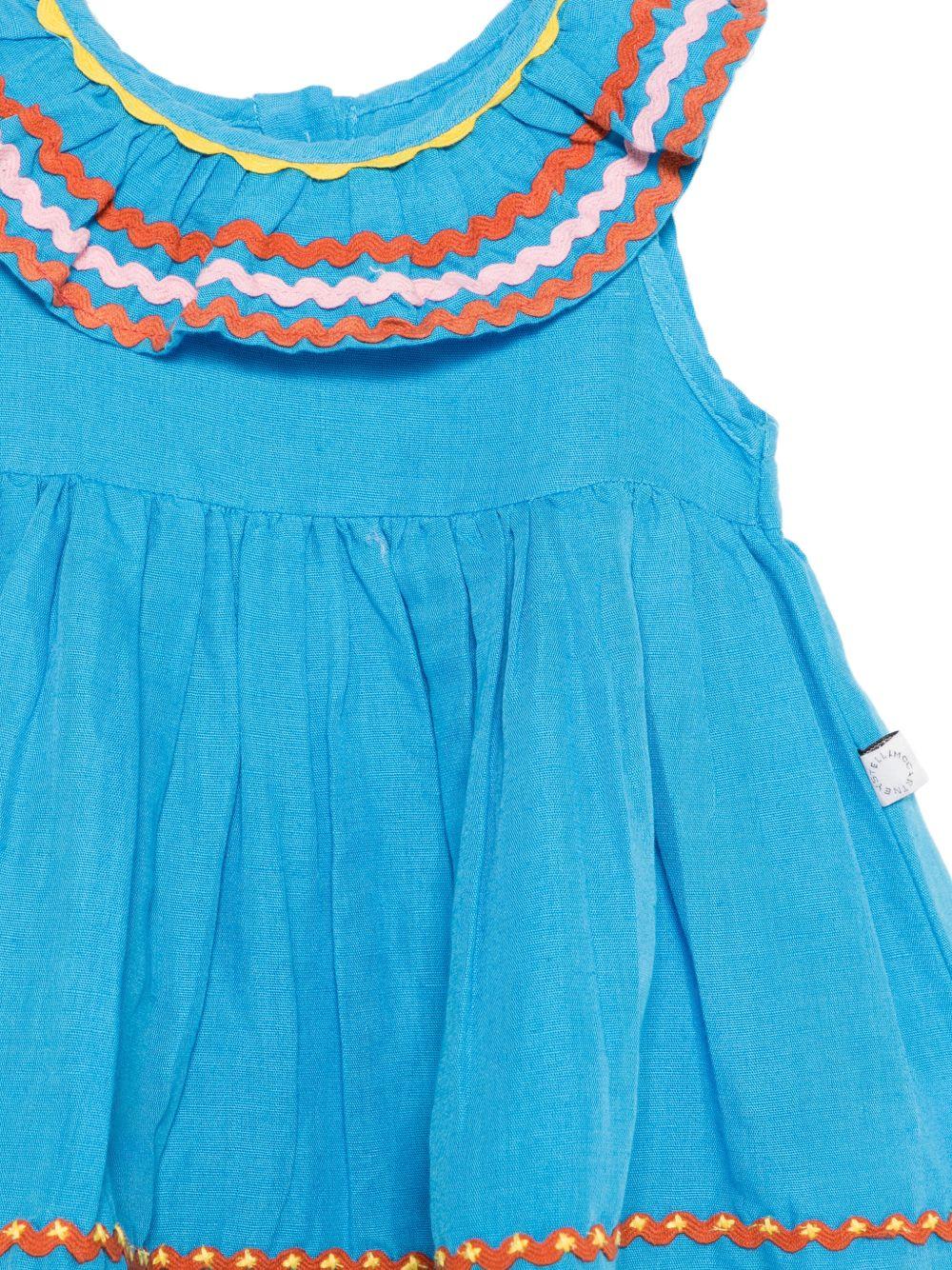 Abito per neonata Stella McCartney Kids blu con ruches sul colletto TY1152 Z0138 673 STELLA McCARTNEY KIDS 