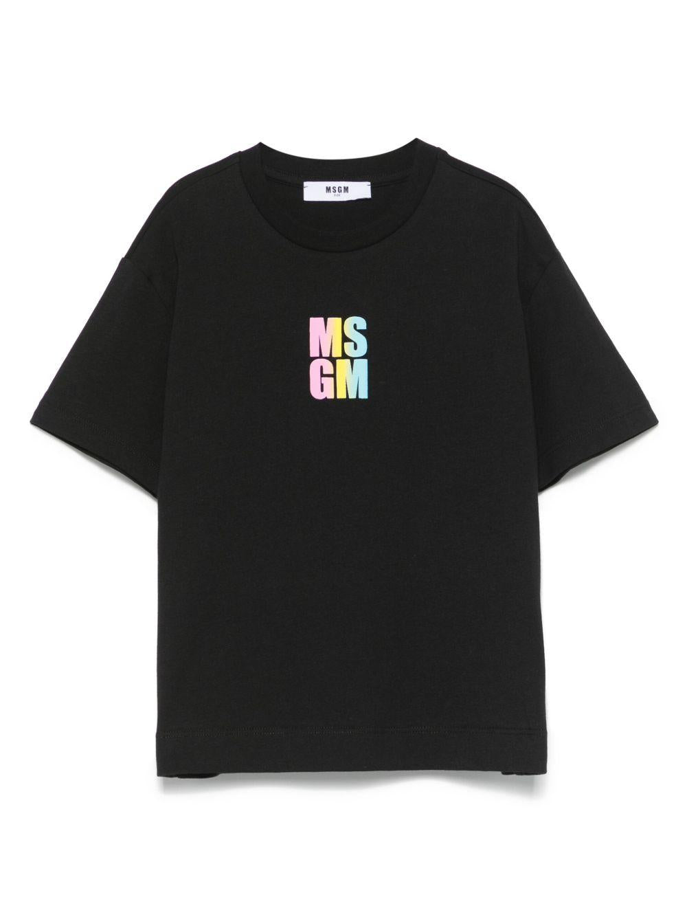 T-shirt con logo per bambina MSGM Kids nero con girocollo S5MSJGTH218 110 MSGM KIDS 