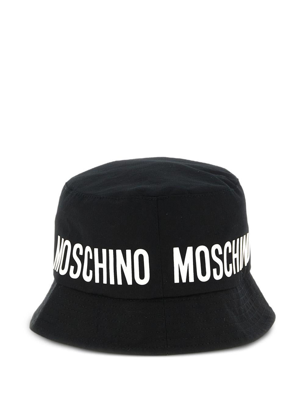 Cappello da bucket per bambini Moschino Kids nero con logo HUY003LOA00 60100 MOSCHINO KIDS 