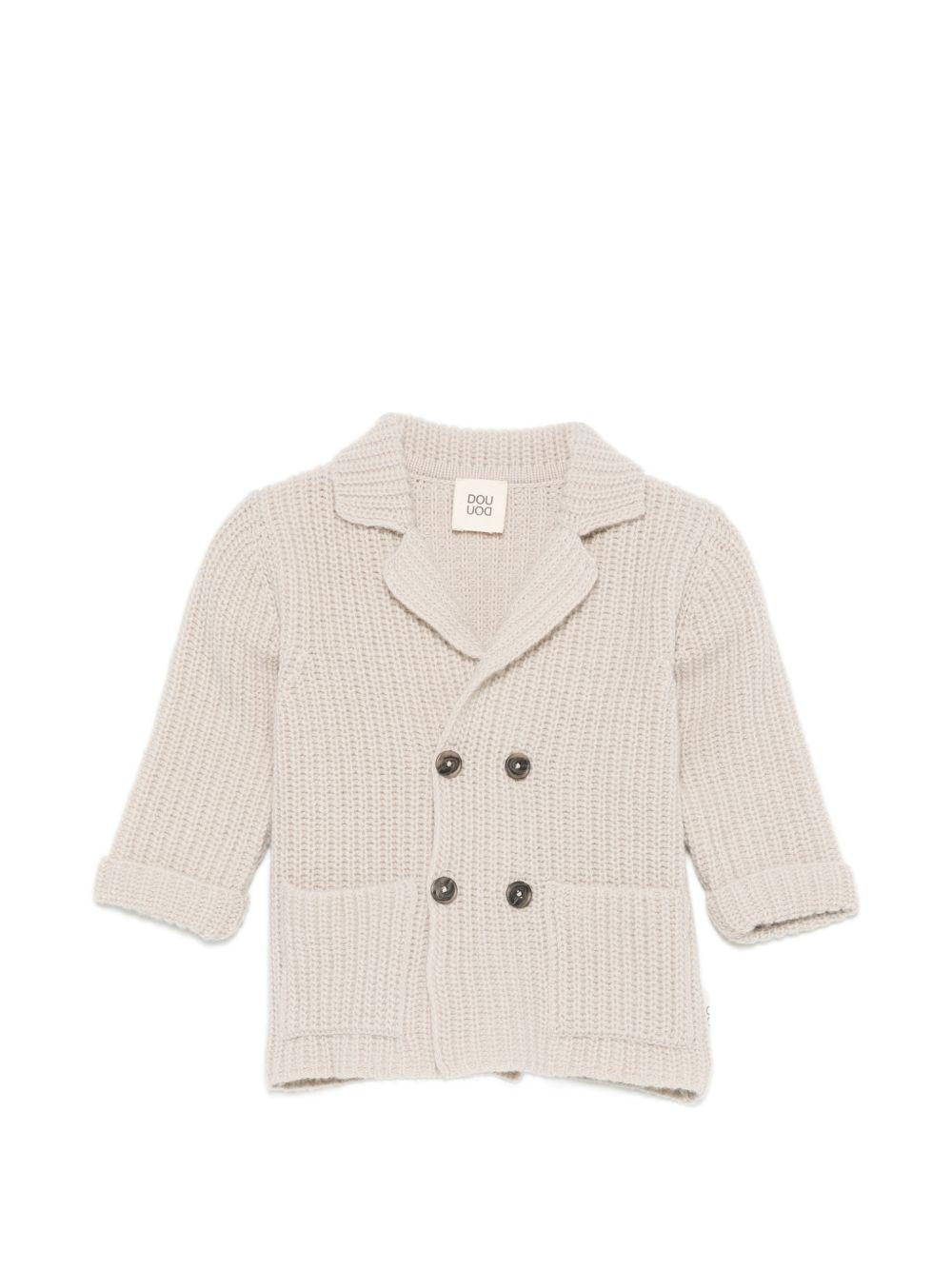 Cardigan per neonato Douuod Kids beige con revers a punta DZ2540 Z3404 107 DOUUOD KIDS 