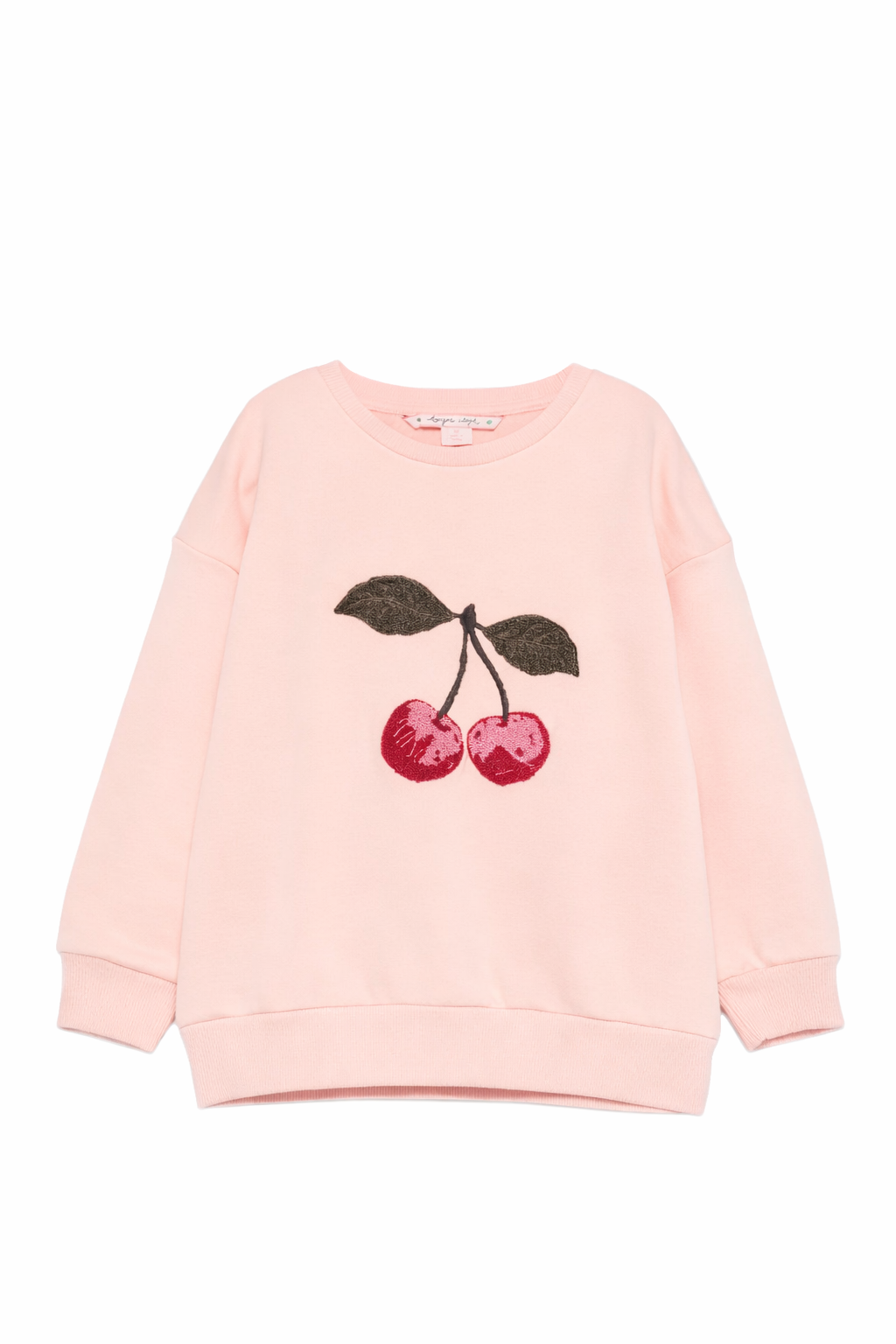 Felpa per bambina Konges Sløjd rosa con ricamo ciliegie KS104947 SAND KONGES SLOJD KIDS 