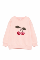 Felpa per bambina Konges Sløjd rosa con ricamo ciliegie KS104947 SAND KONGES SLOJD KIDS 