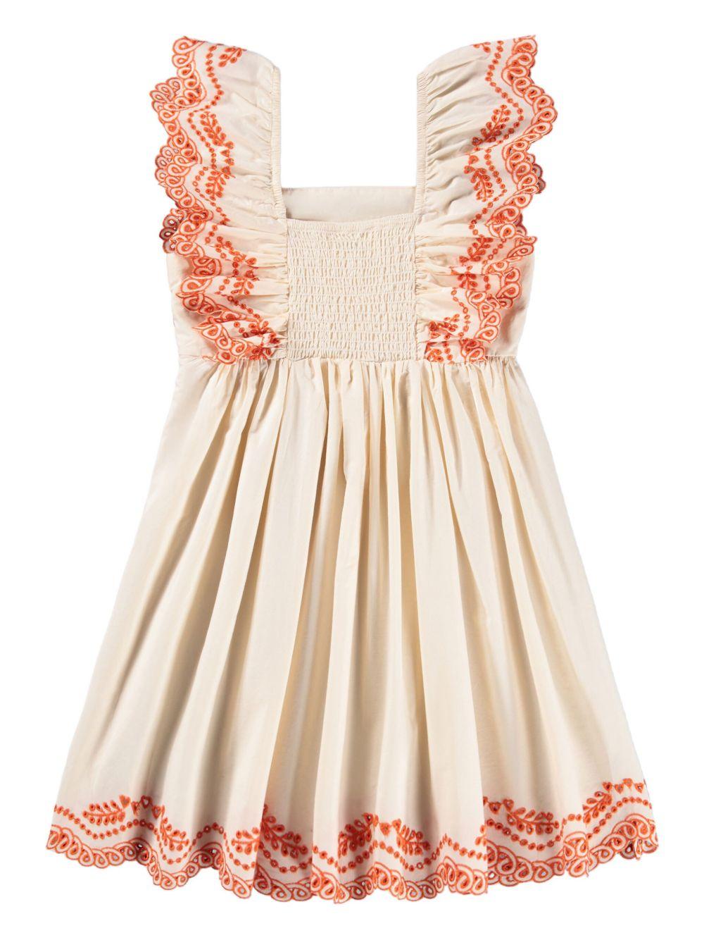 Abito Clementine per bambina Molo beige con dettagli arancioni 2S26E107 2444 MOLO KIDS 