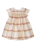Abito per neonata Bonpoint beige con motivo a quadri e dettagli plissettati W05XDRW00021 303 BONPOINT 