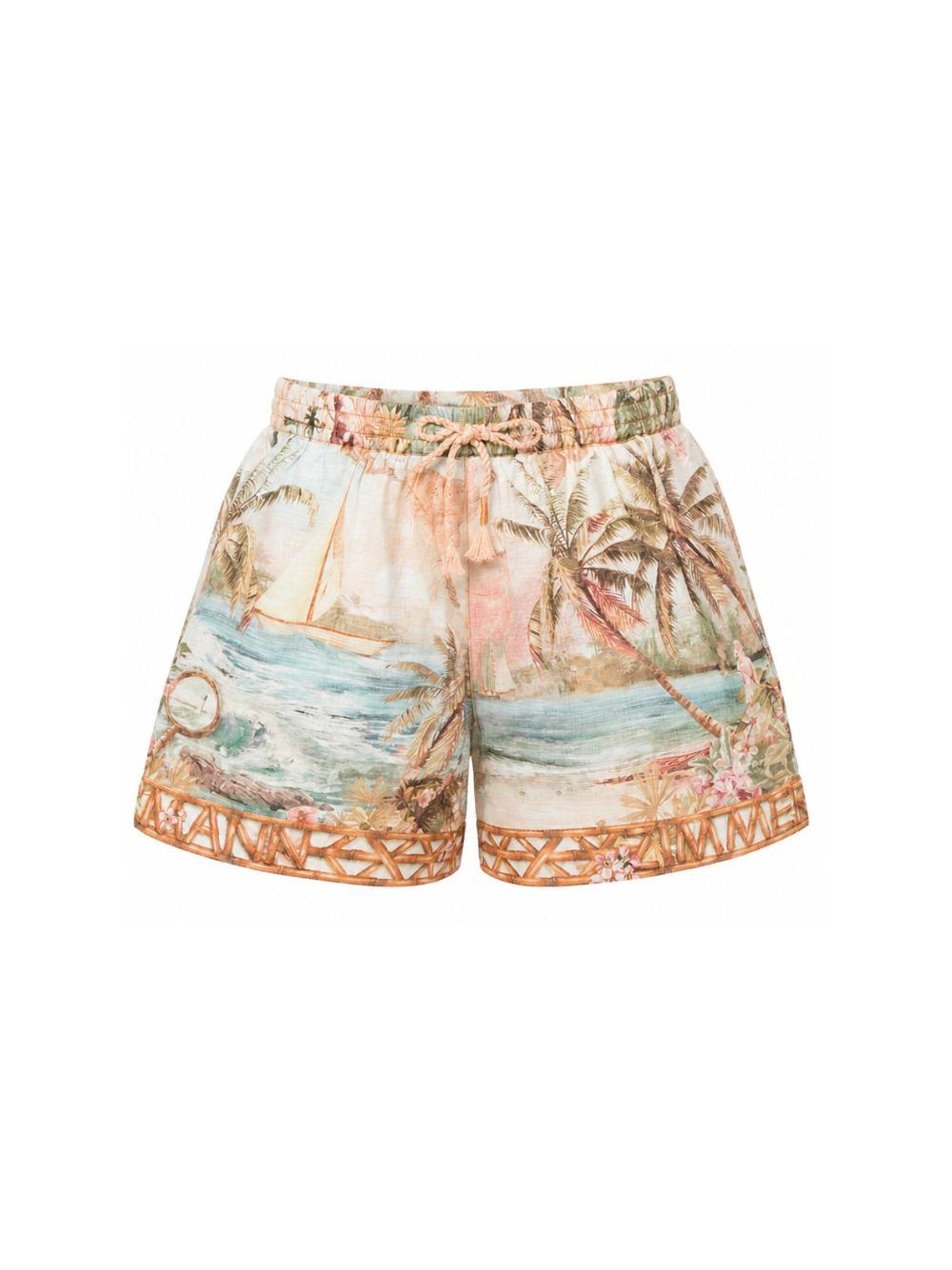 Shorts per bambina Zimmermann Kids beige con stampa floreale all-over 6093AS S263 ZIMMERMANN KIDS 
