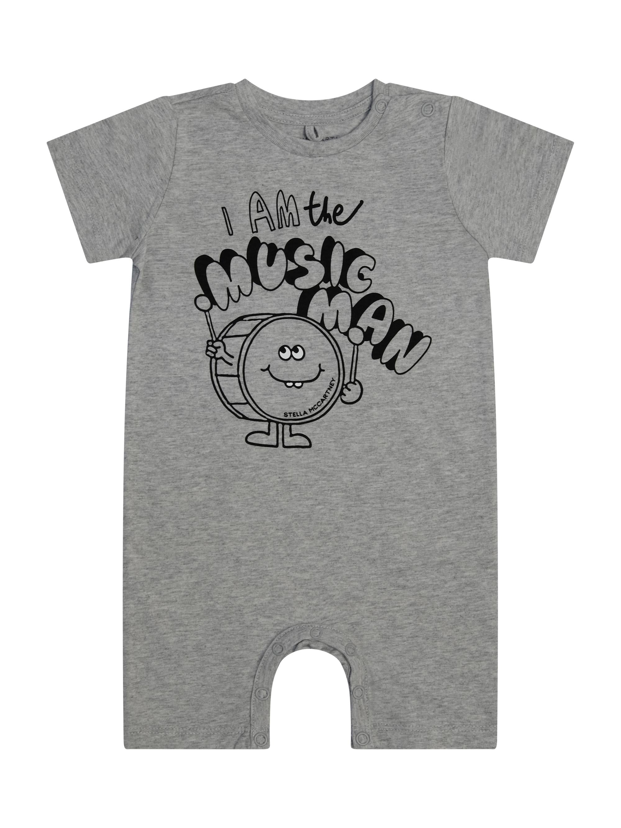 Tutina per neonato Stella McCartney Kids grigia con stampa tamburo sul davanti TYA511 Z0434 807 STELLA McCARTNEY KIDS 
