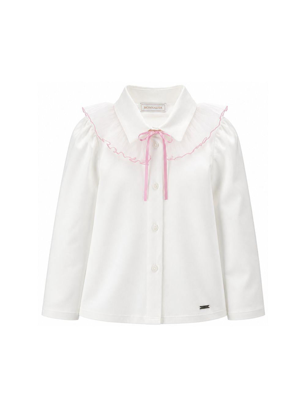 Camicia per bambina Monnalisa Kids bianca con colletto con ruches 17H300 8201 0163 MONNALISA KIDS 