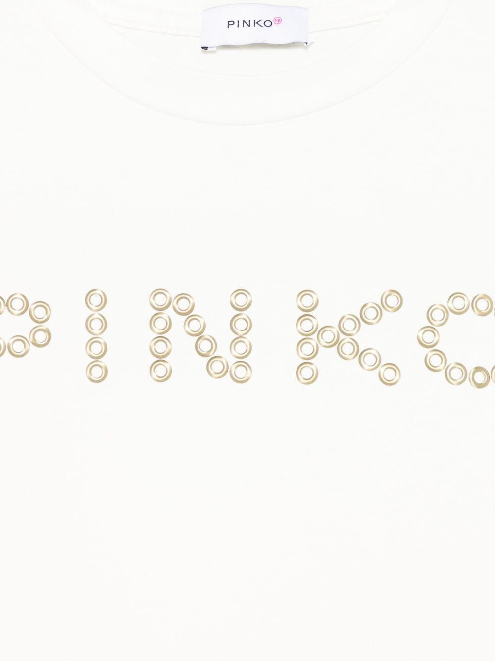 T-shirt per bambina Pinko Kids bianca con dettaglio borchie KFTS051CJE017 0998 PINKO KIDS 