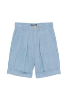 Shorts per bambino Balmain Kids azzurri con bottone color oro BY6R69 P0588 653 BALMAIN KIDS 