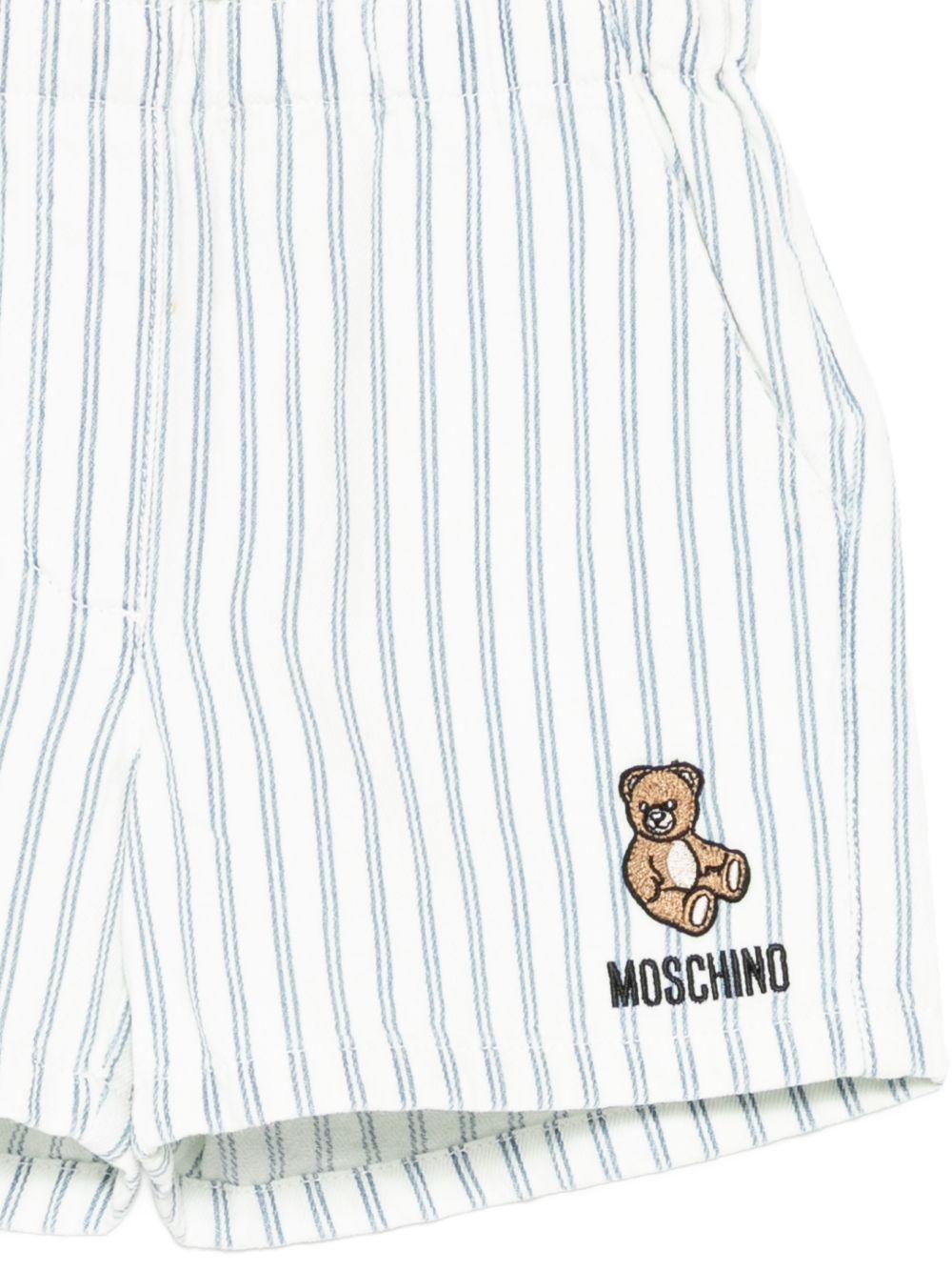Shorts per neonati Moschino Kids bianco con motivo a righe MDQ00GLSE02 83689 MOSCHINO KIDS 