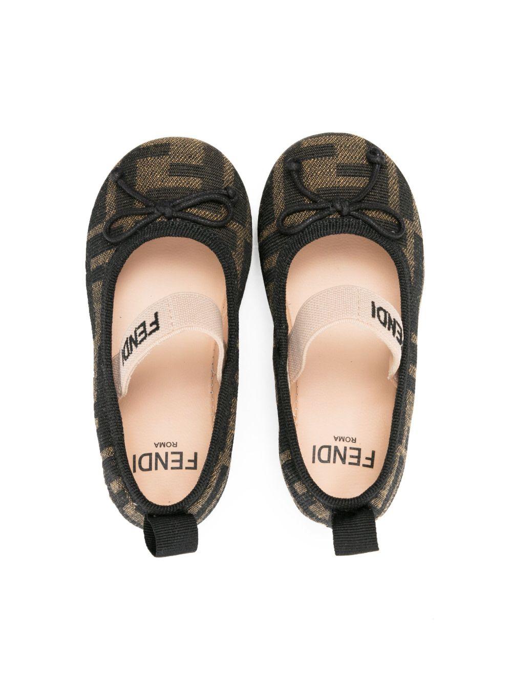 Ballerine per bambina Fendi Kids marrone con logo FF -jacquard JFR377 AQ75 F1NJB FENDI KIDS 