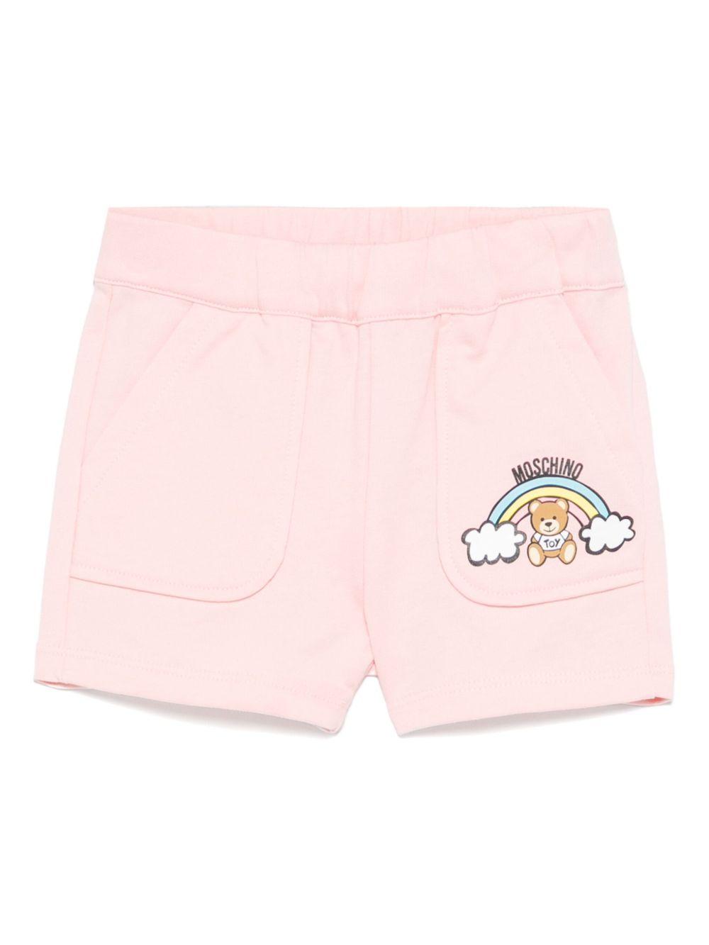 Bermuda per neonata Moschino Kids rosa con vita elasticizzata MUQ01CLCA19 50209 MOSCHINO KIDS 