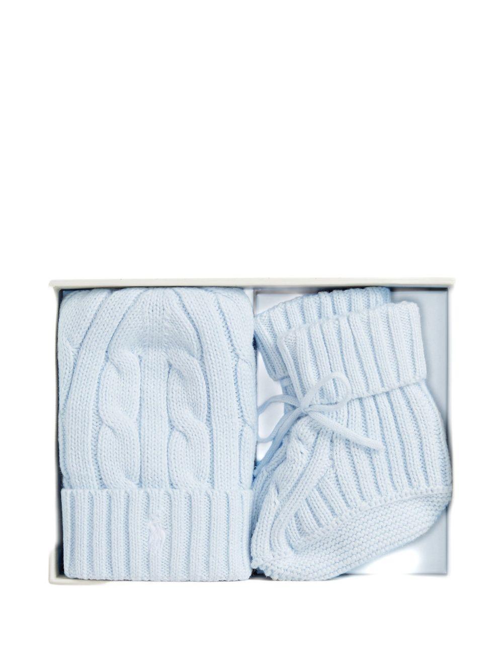 Set berretto e stivali per neonato Polo Ralph Lauren Kids azzurri con polsini a coste 320P01426 001 Ralph Lauren kids 