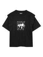 T-shirt per bambina DKNY Kids nera con logo D62417 09B DKNY 