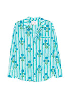Camicia per donna MC2 Saint Barth azzurra con stampa grafica floreale CYS0002 08005L MC2 ST. BARTH 