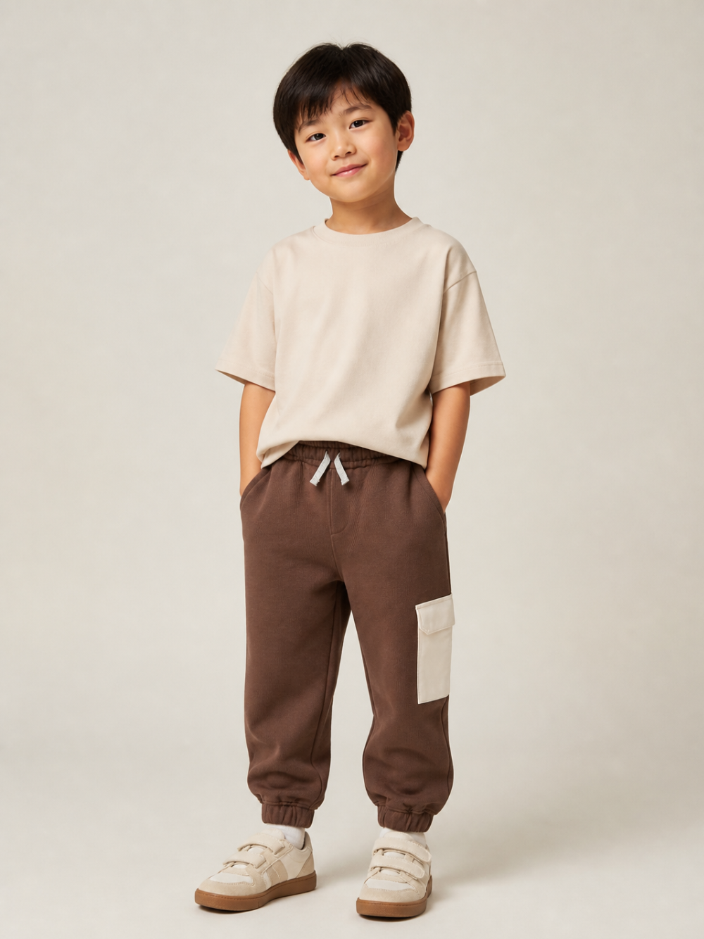 Pantaloni sportivi per bambino Eleventy Kids marroni con tasca cargo a contrasto EZ6I30 Z3999 320BG ELEVENTY KIDS 