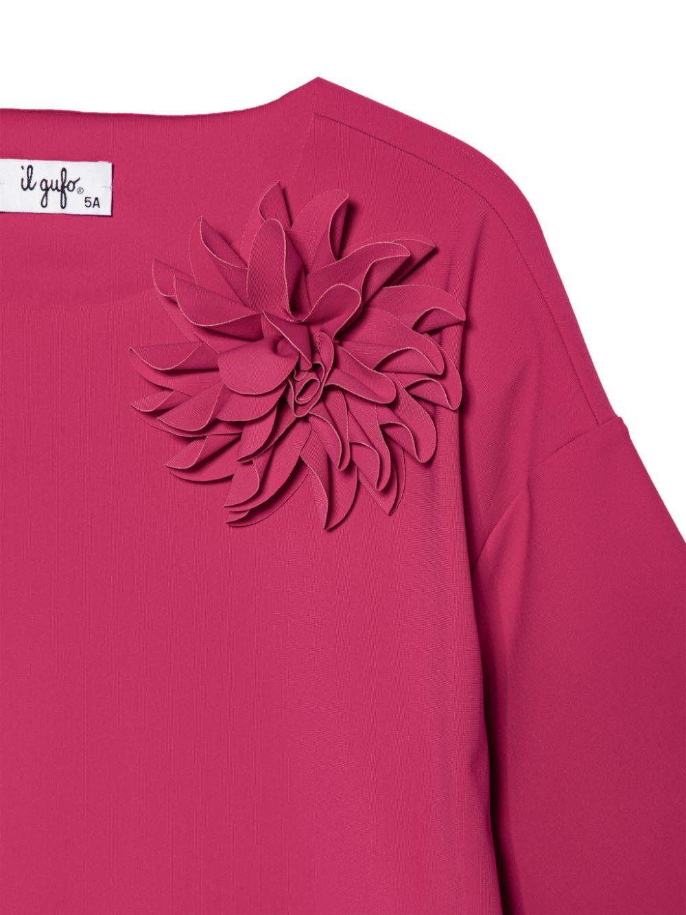 Abito per bambina Il Gufo rosso a fiori con maniche corte P25VM783N0074 364 IL GUFO 
