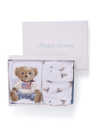 Set tutina bavaglino e cappellino per neonato Polo Ralph Lauren Kids bianco con stampa Teddy Bear 320P00760 001 Ralph Lauren kids 
