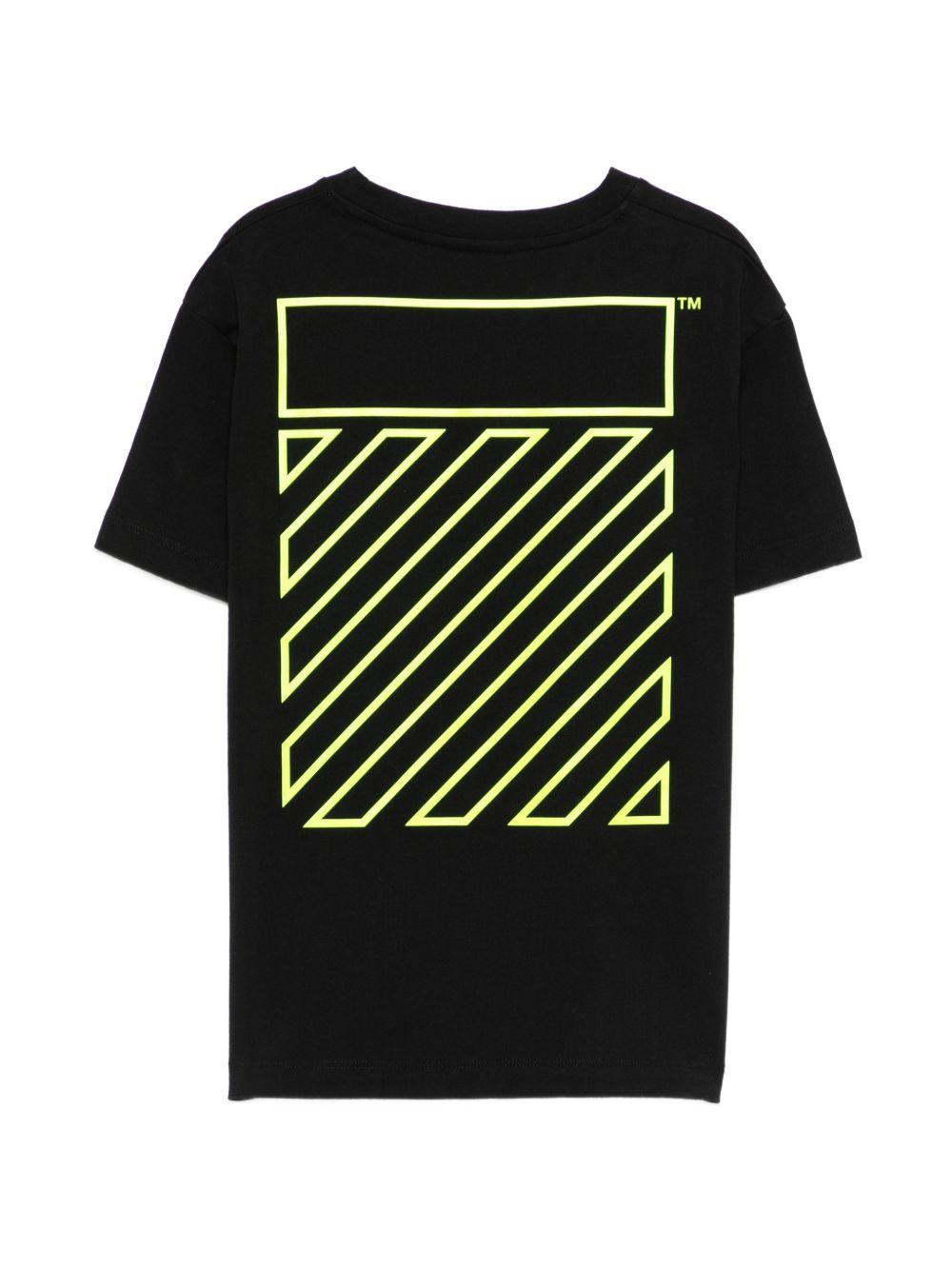 T-shirt per bambino Off-White Kids nera con logo sul davanti 44BAA002S26J004 001 OFF WHITE KIDS 